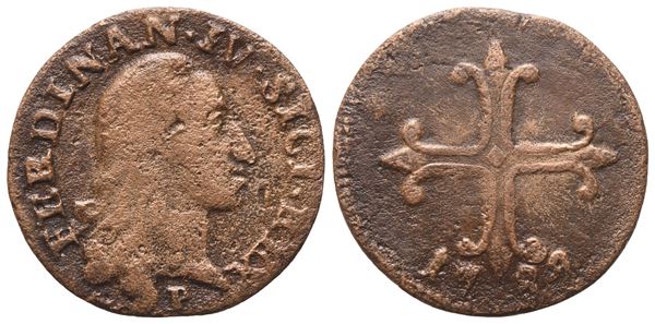 NAPOLI. Regno di Napoli. Ferdinando IV di Borbone (1759-1816). 3 Cavalli 1788; Cu (1,32 g; 16,5 mm)