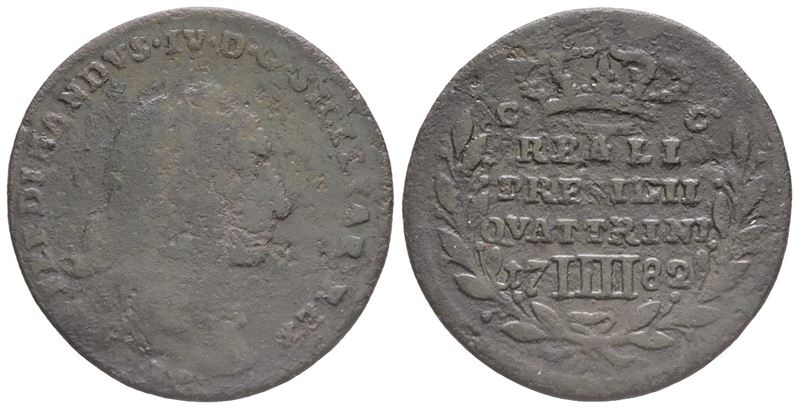 Napoli. Regno di Napoli, per i Reali Presidi di Toscana. Orbetello. Ferdinando IV di Borbone (175...