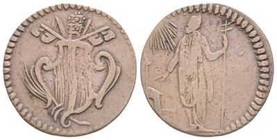 Stato Pontificio. Ravenna. Benedetto XIV (1740-1758). Quattrino. Cu (1,46 G; 20 MM). con Sant’apo...