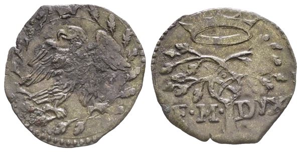 URBINO. Francesco Maria II della Rovere (1574-1624). Quattrino. Mi (0,60 g; 16 mm). Albero di rovere coronato, R/ Aquila. Cavicchi 233. Ottima conservazione per il tipo. SPL