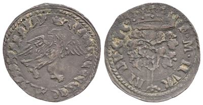 Urbino. Francesco Maria II della Rovere (1574-1624). Quattrino. Mi (0,69 G; 17 MM). Albero di Rov...