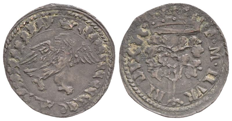 Urbino. Francesco Maria II della Rovere (1574-1624). Quattrino. Mi (0,69 G; 17 MM). Albero di Rov...