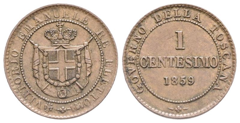Re Eletto. Vittorio Emanuele II (1859-1860). 1 Centesimo 1859. Gig.19; Cu; 1gr. Spl