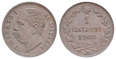 Regno D'italia. Umberto i (1878-1900). 1 Centesimo, 1900. Cu, 0,97 G. Mont. 79. Spl+