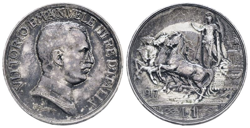 Regno D'italia. Vittorio Emanuele III (1900-1943). 1 Lira, 1917. Ag, 5,02 G. Mont. 202. Caratteri...