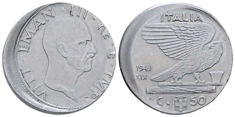 Regno D'italia. Vittorio Emanuele III (1900-1943). 50 Centesimi, 1941. Ac, 5,97 G. Mont. 269. Err...