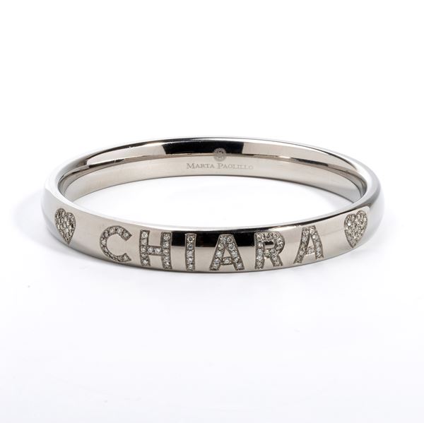 Diamond titanium rigid bracelet