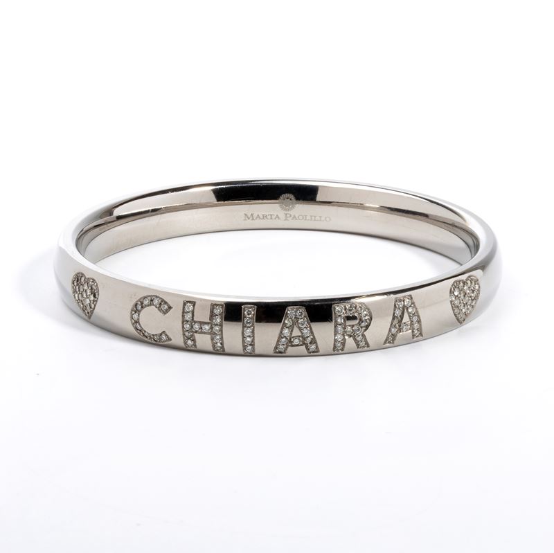 Bracciale rigido in titanio con diamanti