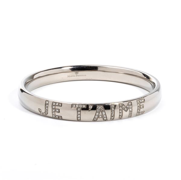 Bracciale rigido in titanio e diamanti