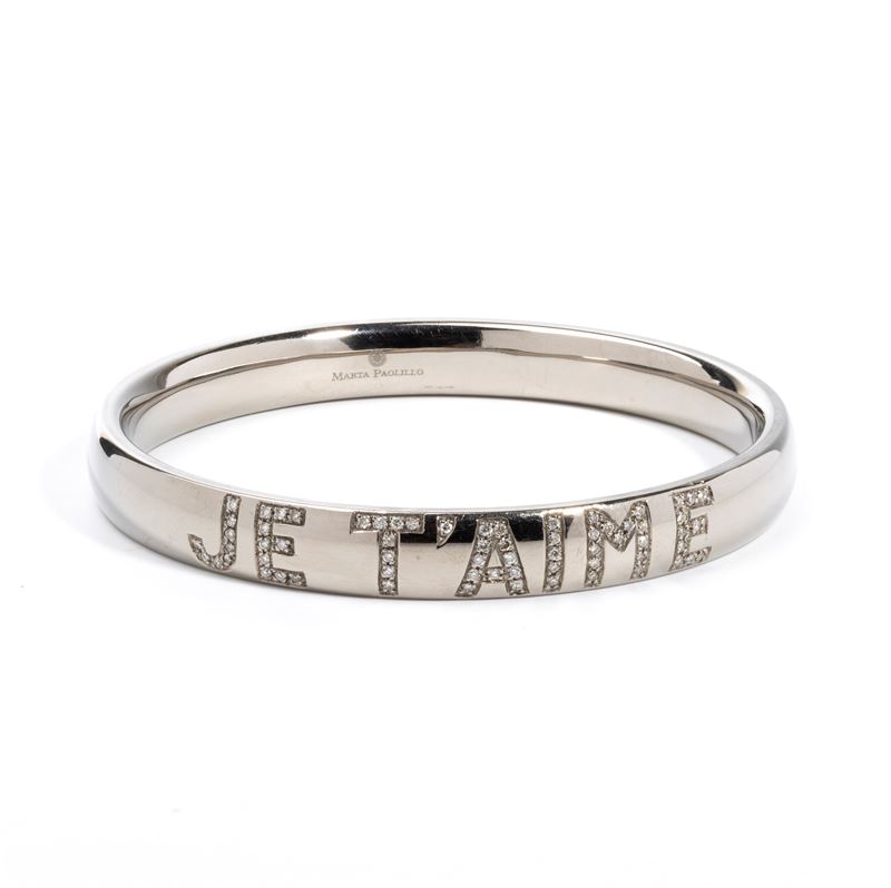 Bracciale rigido in titanio e diamanti