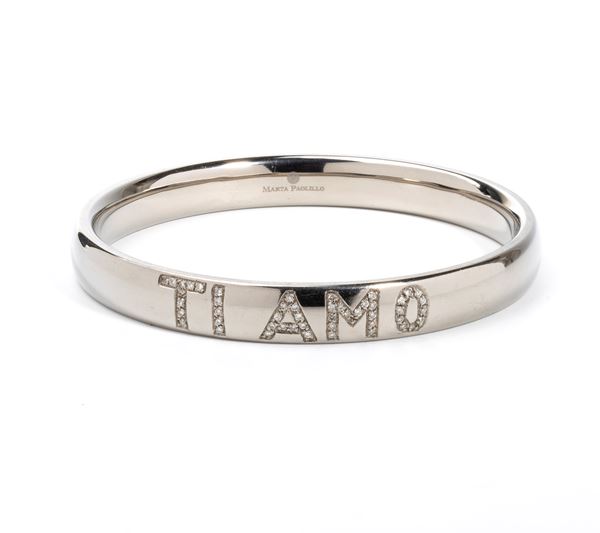 Diamond titanium rigid bracelet