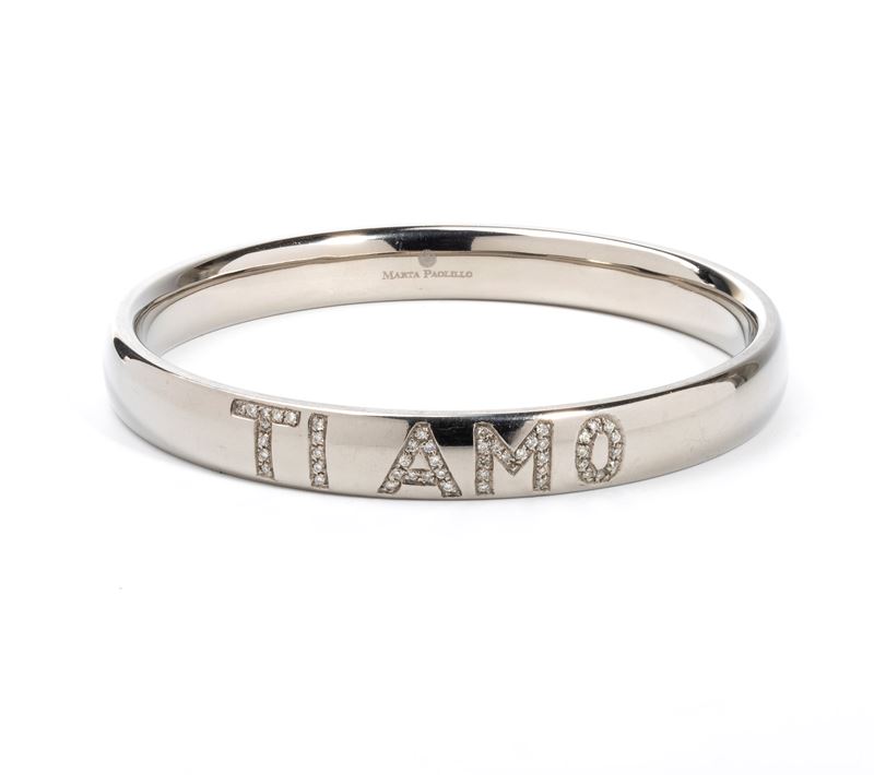 Bracciale rigido in titanio e diamanti