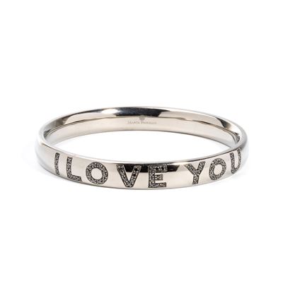 Marta Paolillo, Bracciale rigido in acciaio con diamanti neri e iscrizione “I LOVE YOU”