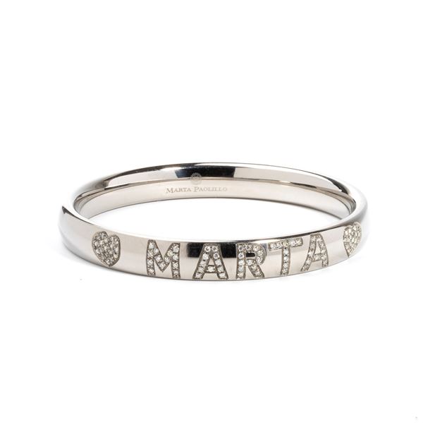 Bracciale rigido in titanio con diamanti