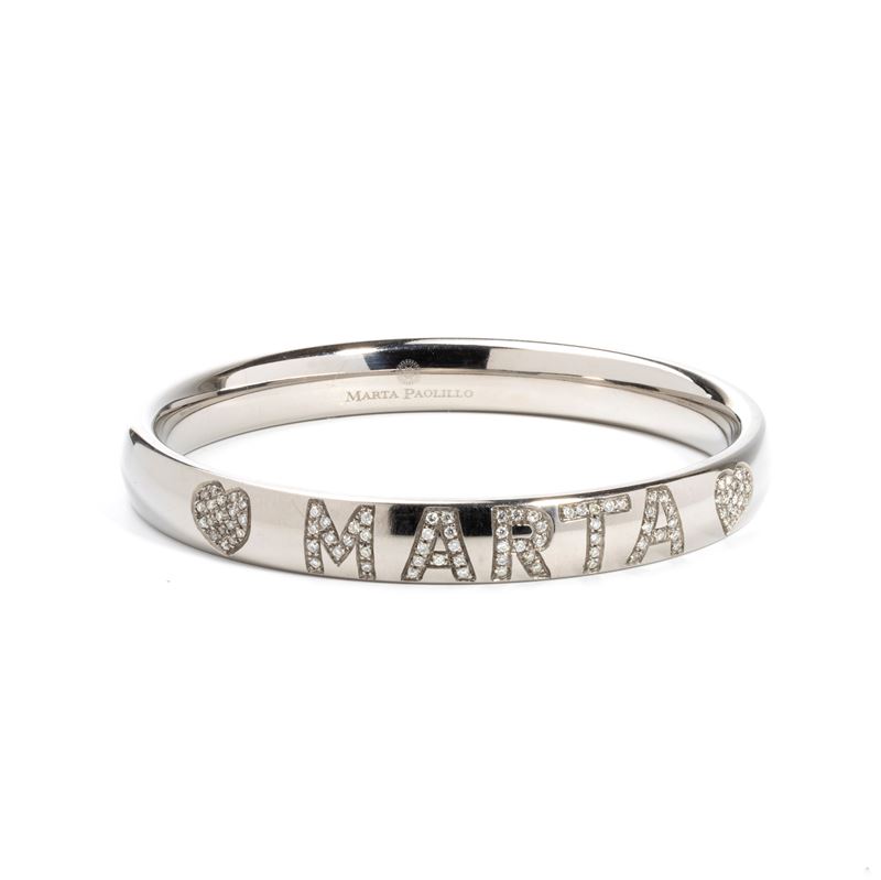 Bracciale rigido in titanio con diamanti