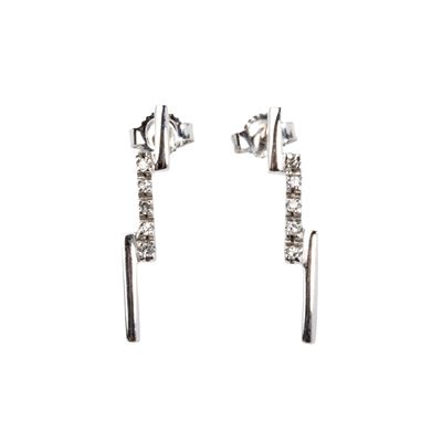 Orecchini in oro bianco 18k a forma di fulmini con diamanti, taglio brillante