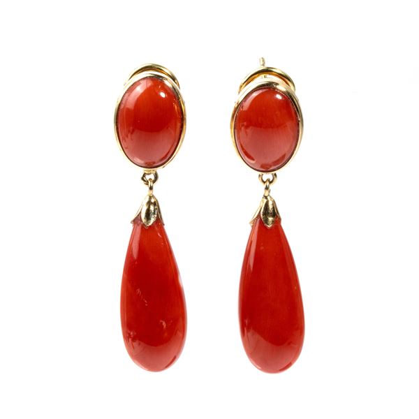 Coral gold earrings