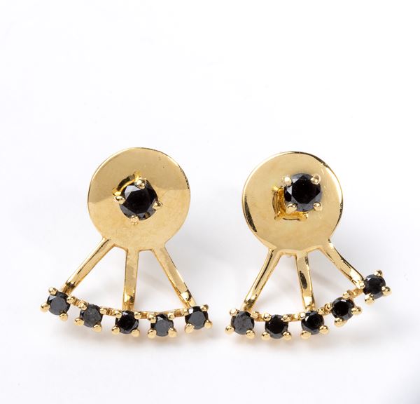 Black diamond gold earrings