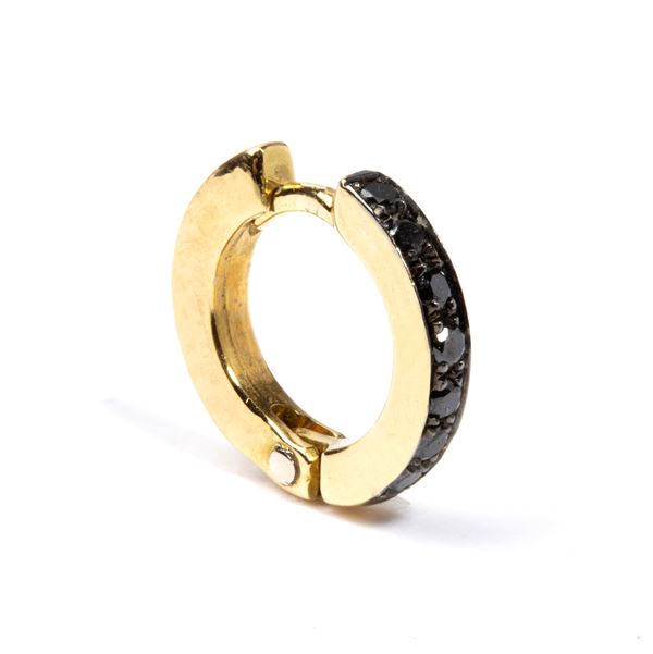 Black diamond gold single earring
