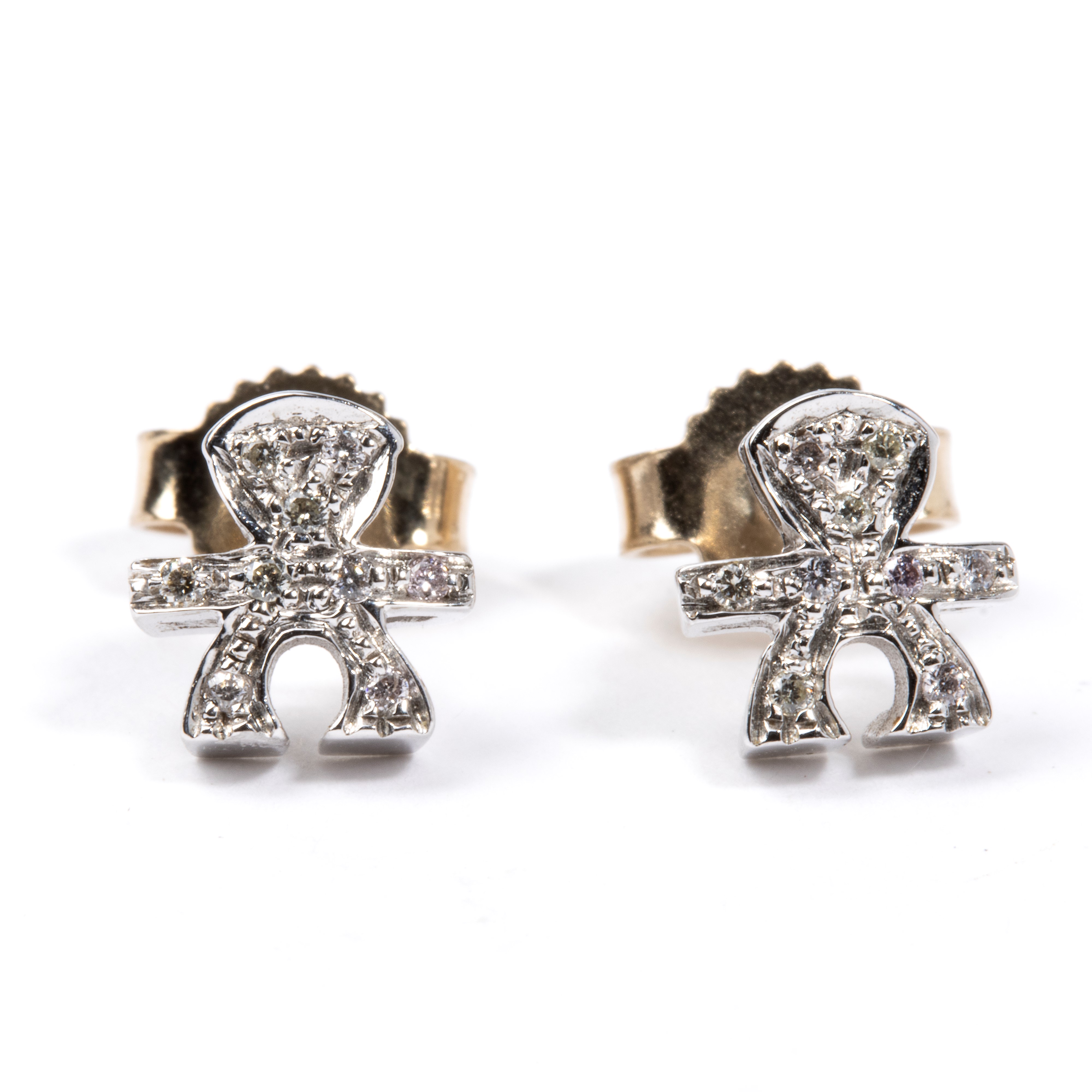 Orecchini, oro bianco 18k con diamanti a pavé
