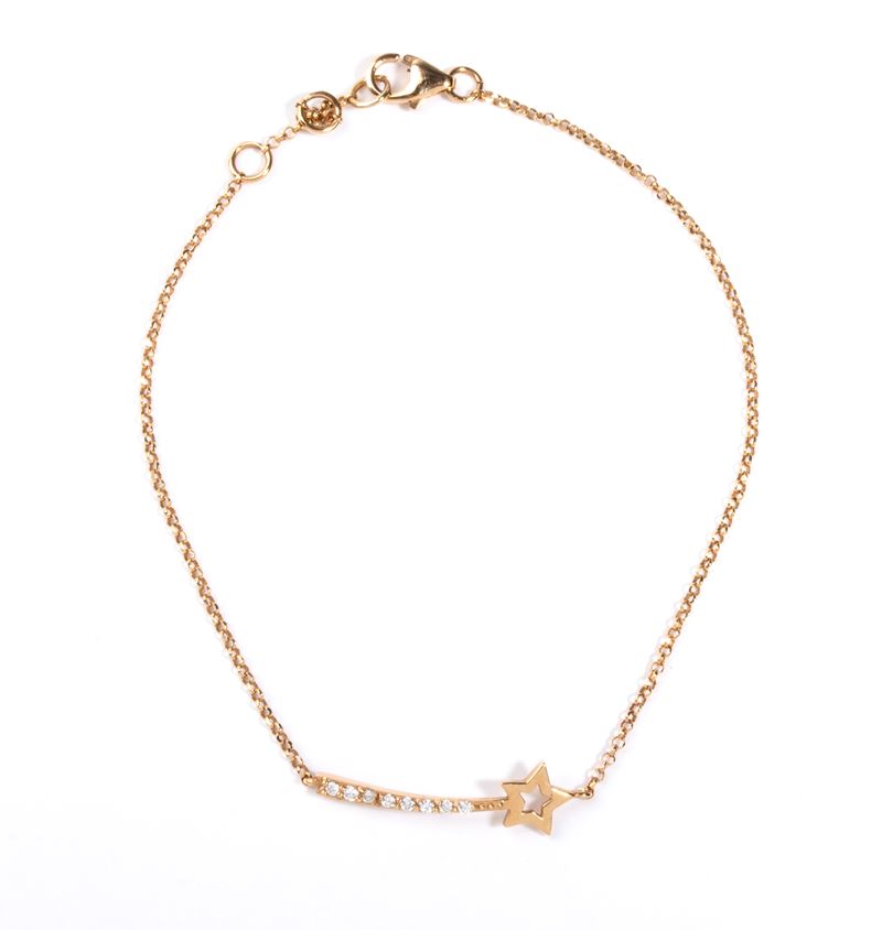 Fratelli Dinacci, Bracciale in oro giallo 18k con diamanti (ct. ca. 0,08)