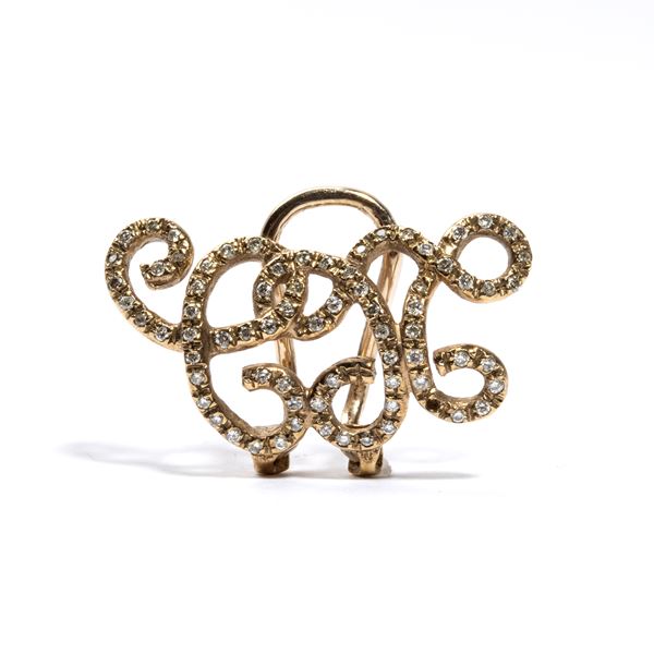 Diamond gold single earring