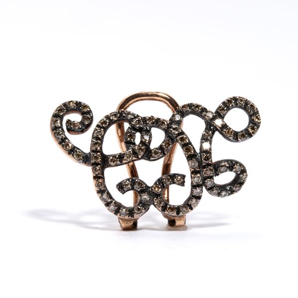 Brown diamond single earring