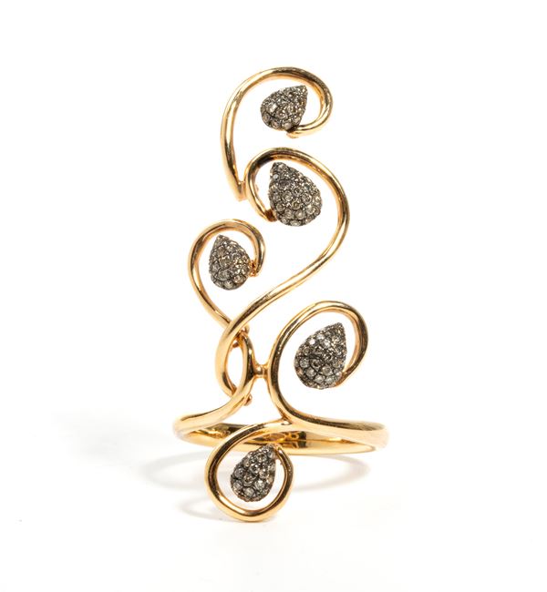 Fancy color brown diamond gold ring