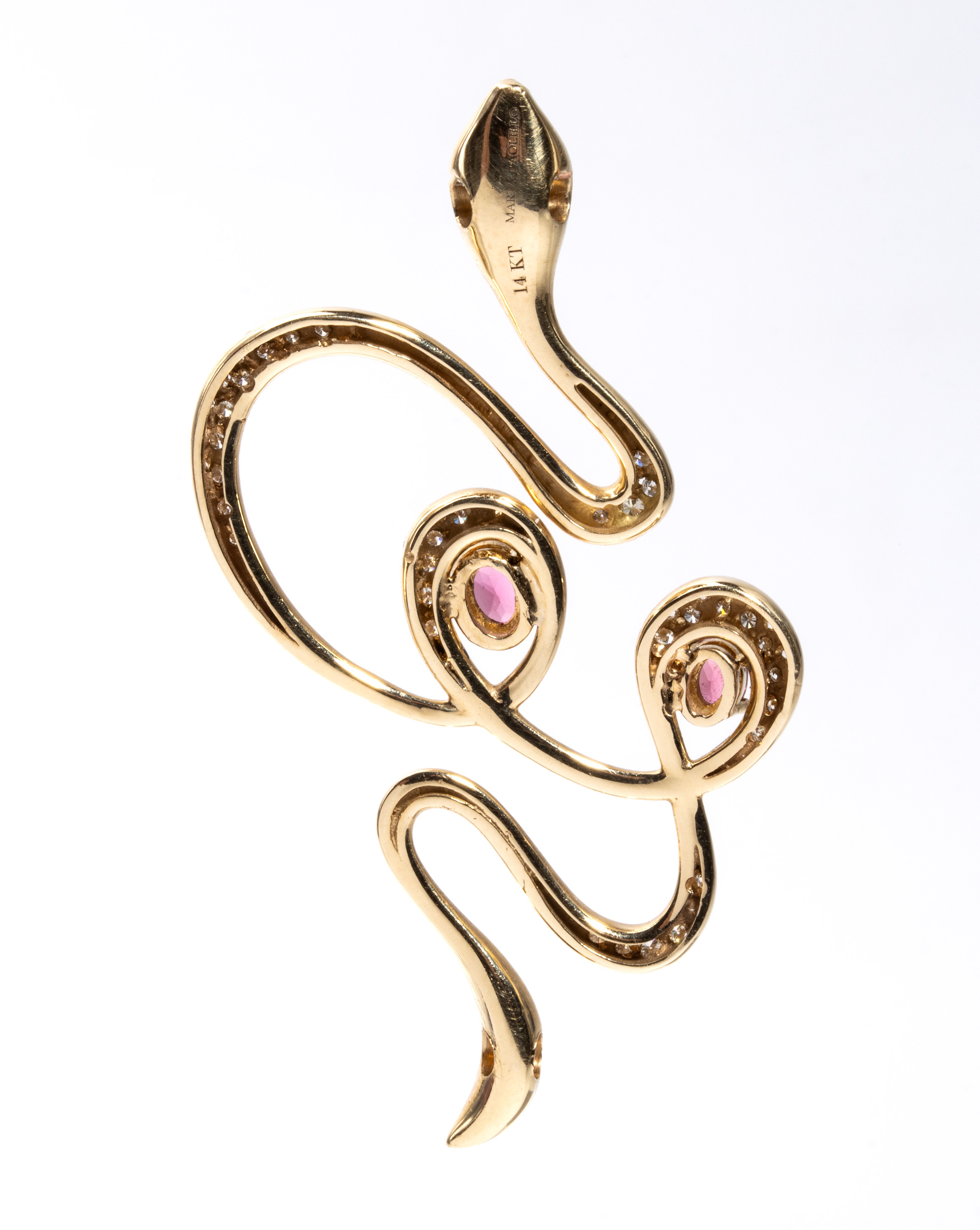 Pendente in oro con diamanti e rubellite