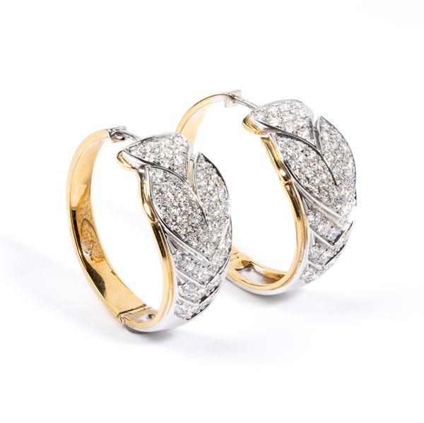 Diamond gold hoop pair of earrings