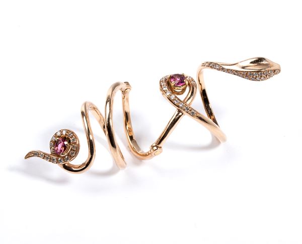 Diamond tourmaline gold ring