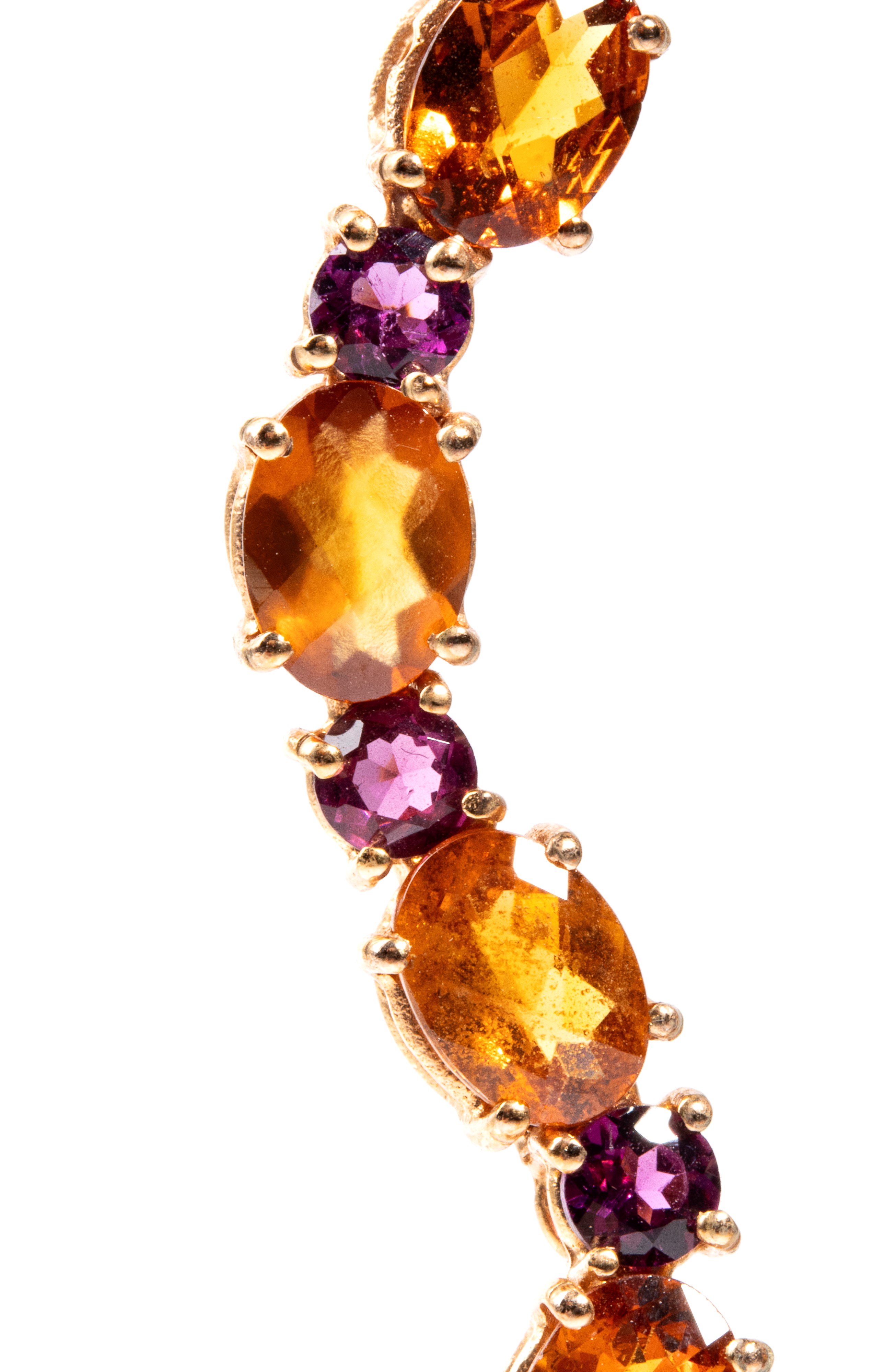 Orecchini in oro con tormaline, quarzi citrini e diamanti