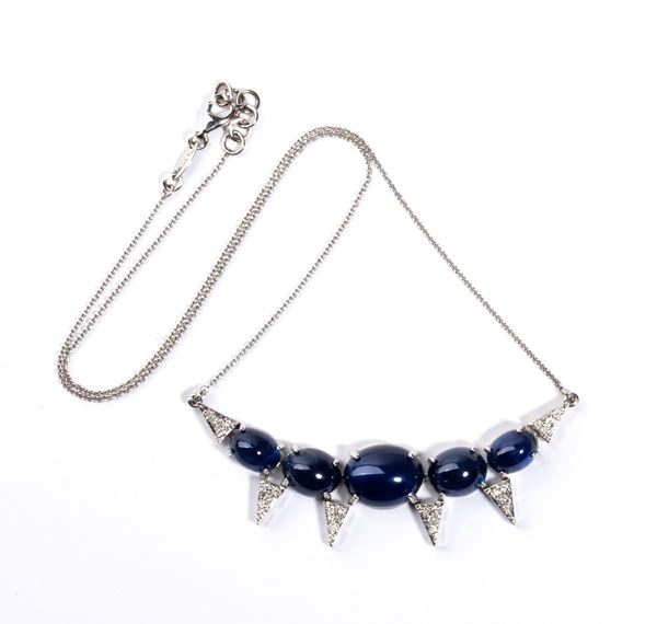 Sapphire diamond gold necklace