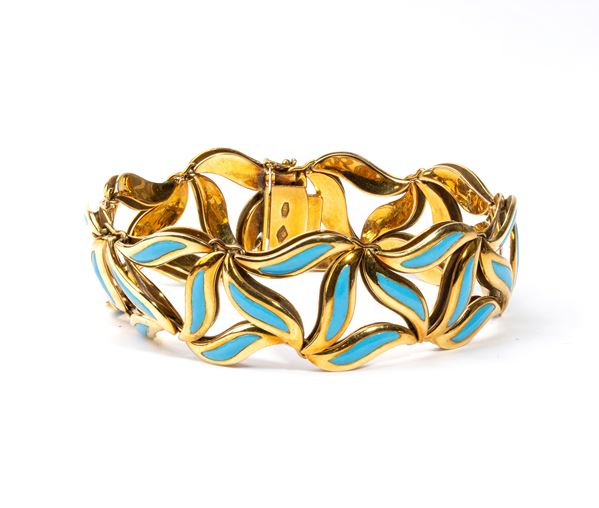 Gold enamel bracelet