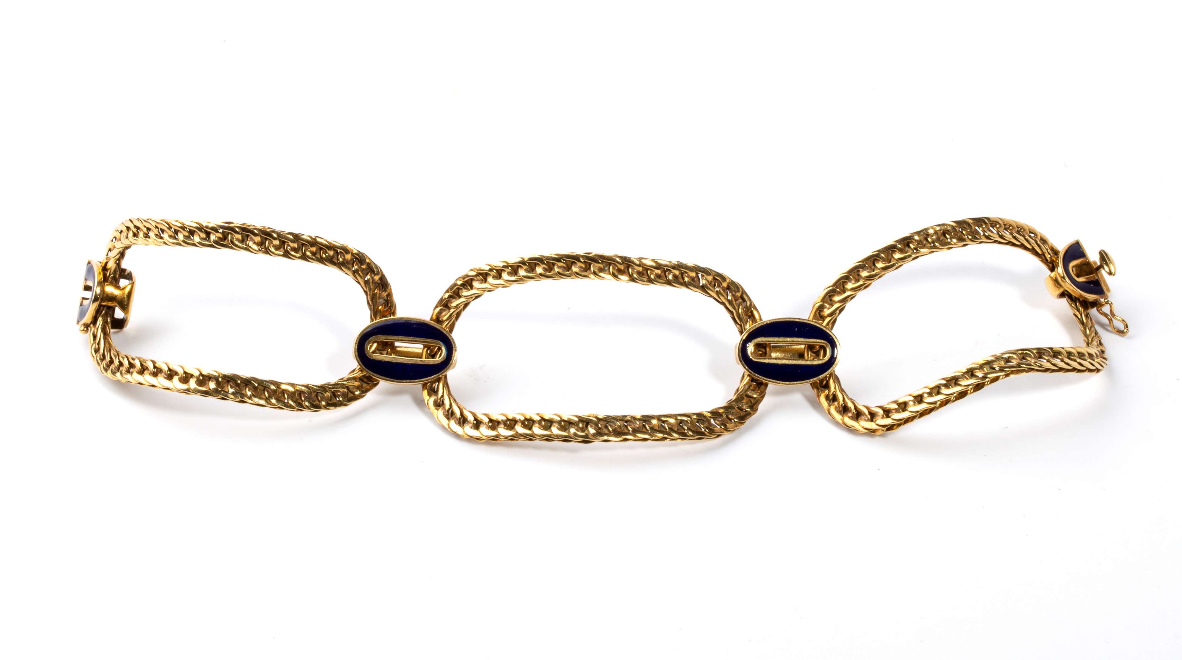 Bracciale in oro 18k con smalti blu, anni '60 del XX secolo