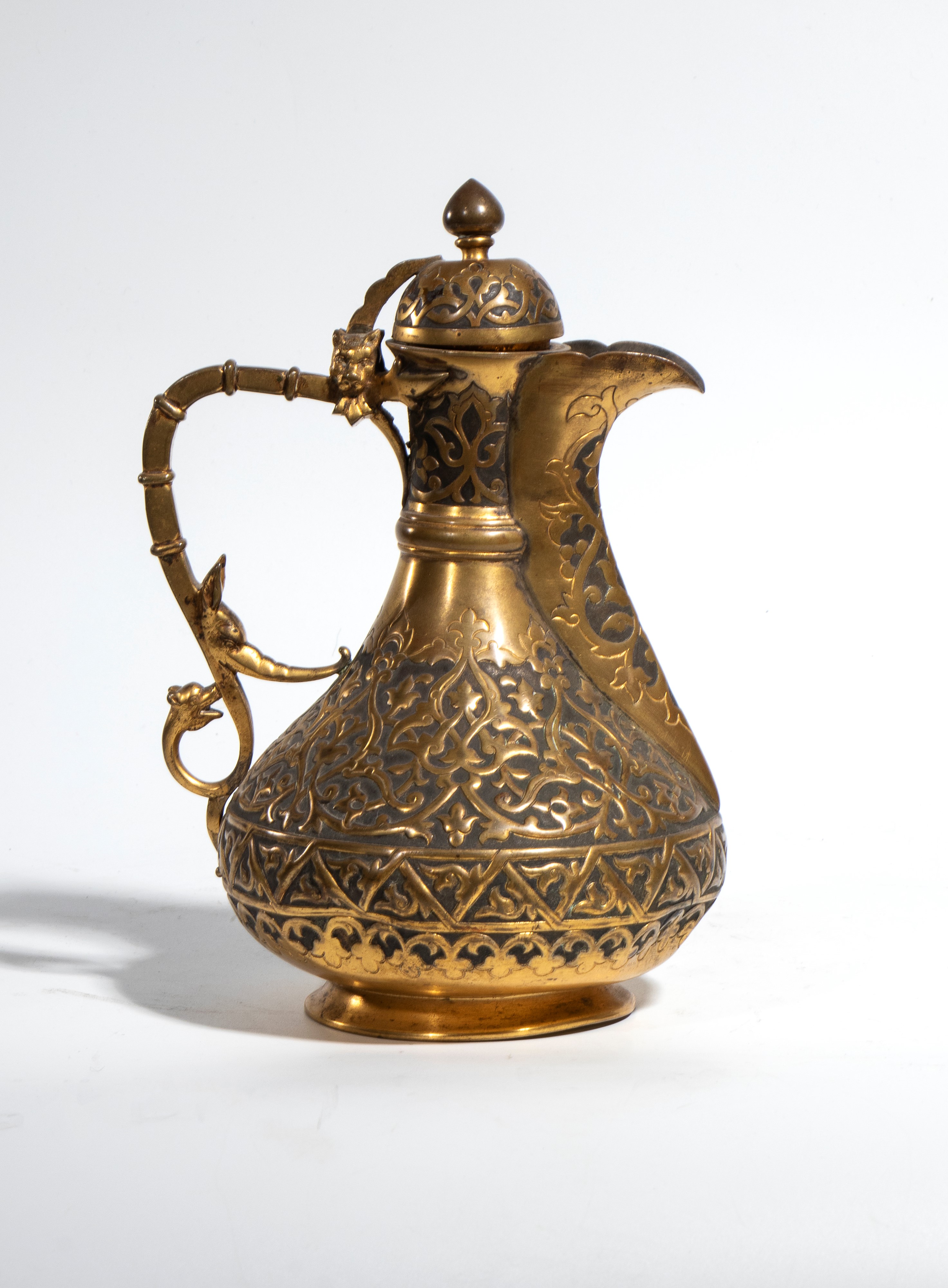 Caffettiera ottomana, rame e argento dorato, forma slanciata a balaustra (Turchia, XVIII secolo)