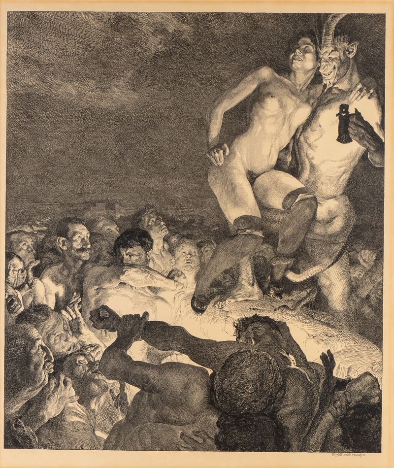 Otto Greiner - Der Teufel zeigt das Weib dem Volke, litografia