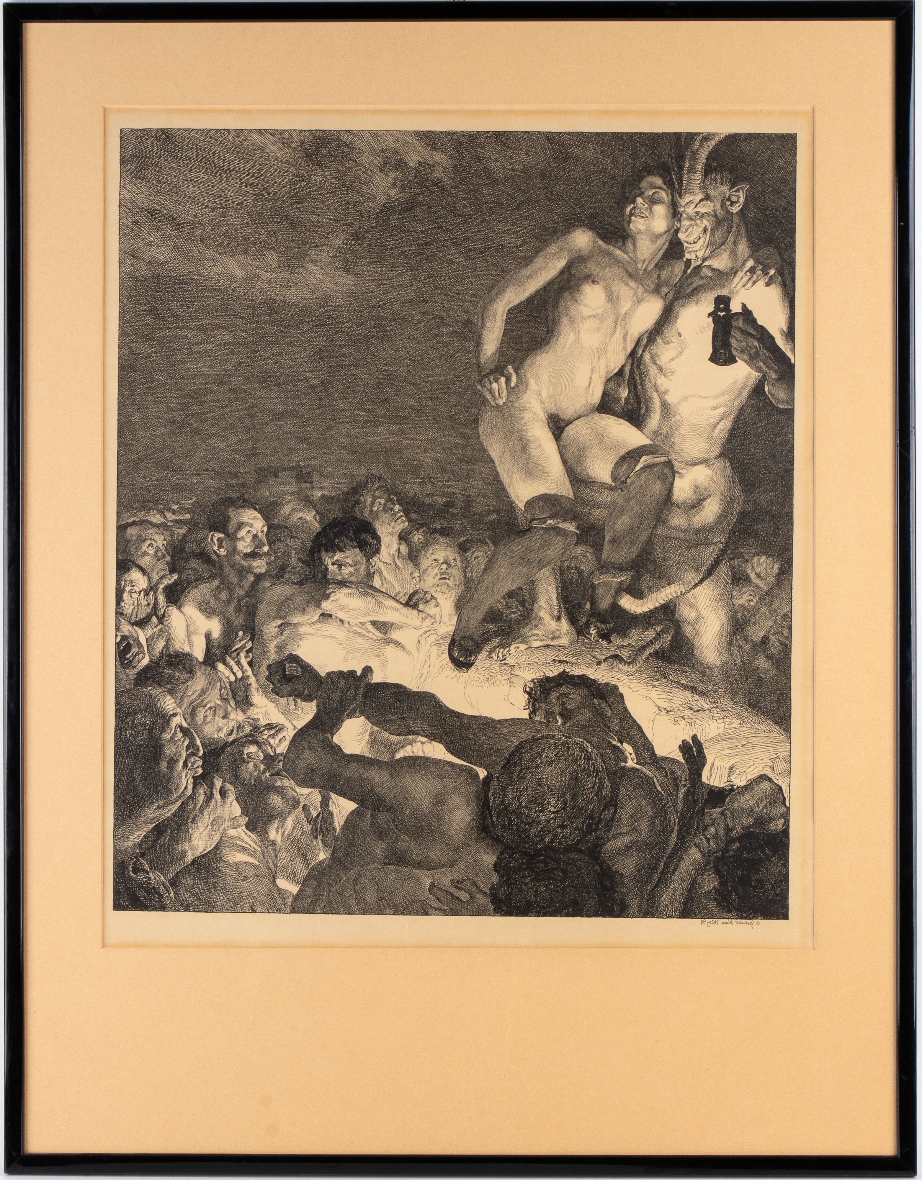 Otto Greiner - Der Teufel zeigt das Weib dem Volke, litografia