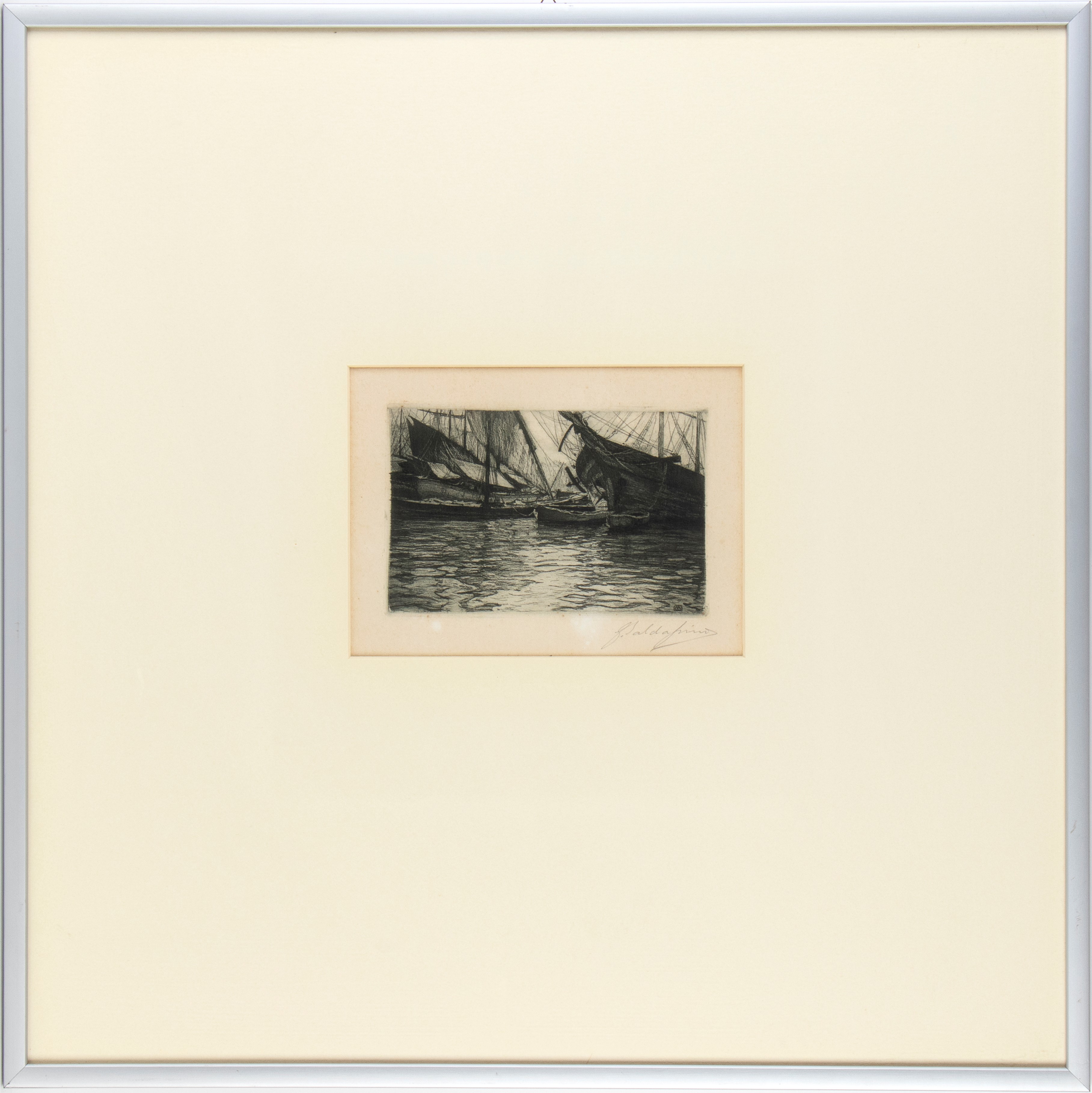 Guglielmo Baldassini - La vita nel porto (Genova), acquaforte