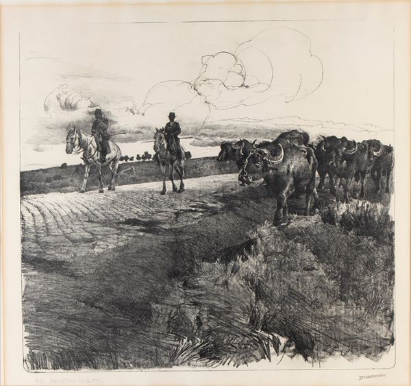 GIULIO ARISTIDE SARTORIO - P.S Rientro di bufali