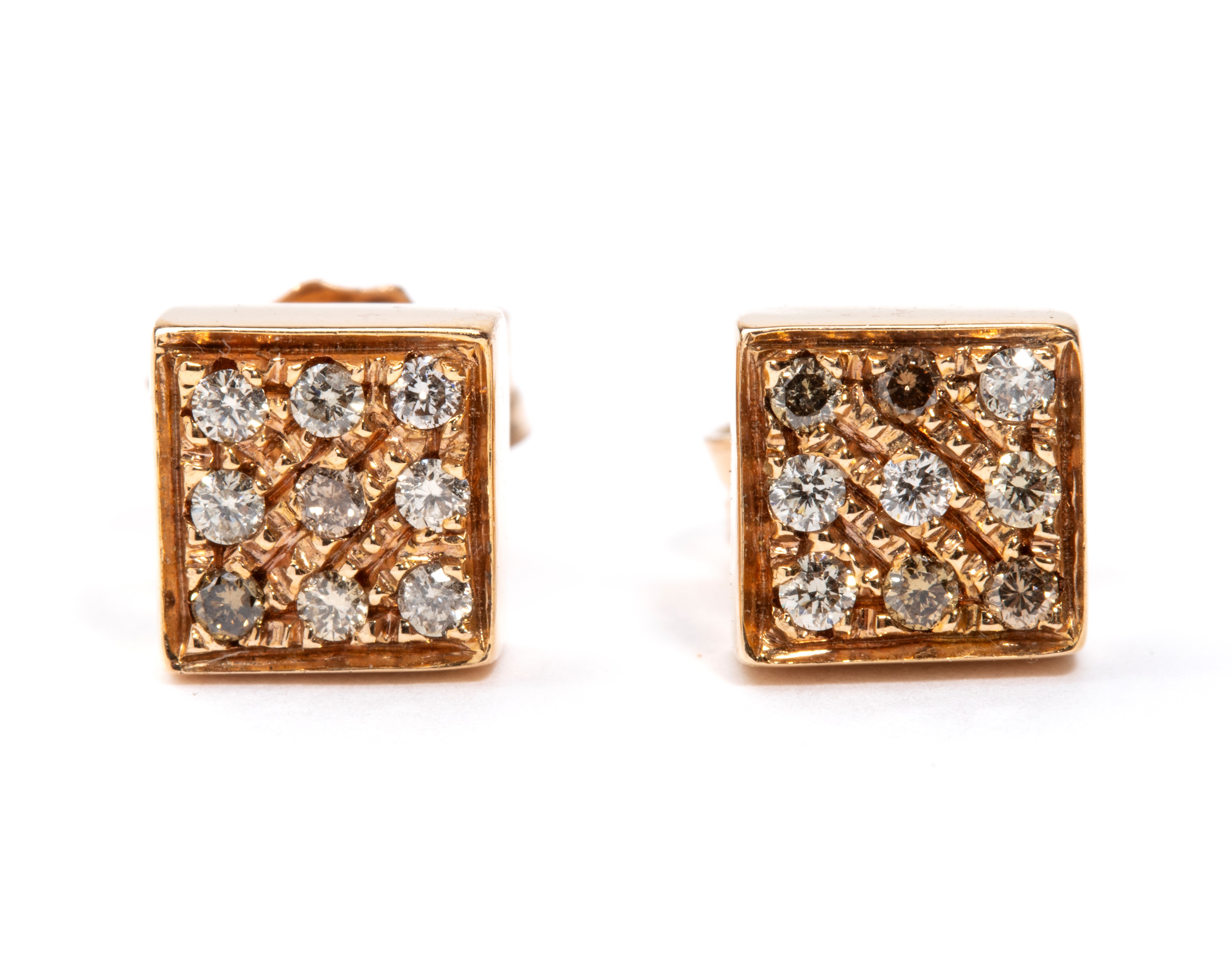 Oreficeria in oro rosa 18k, Paio di orecchini geometrici in pavé di diamanti