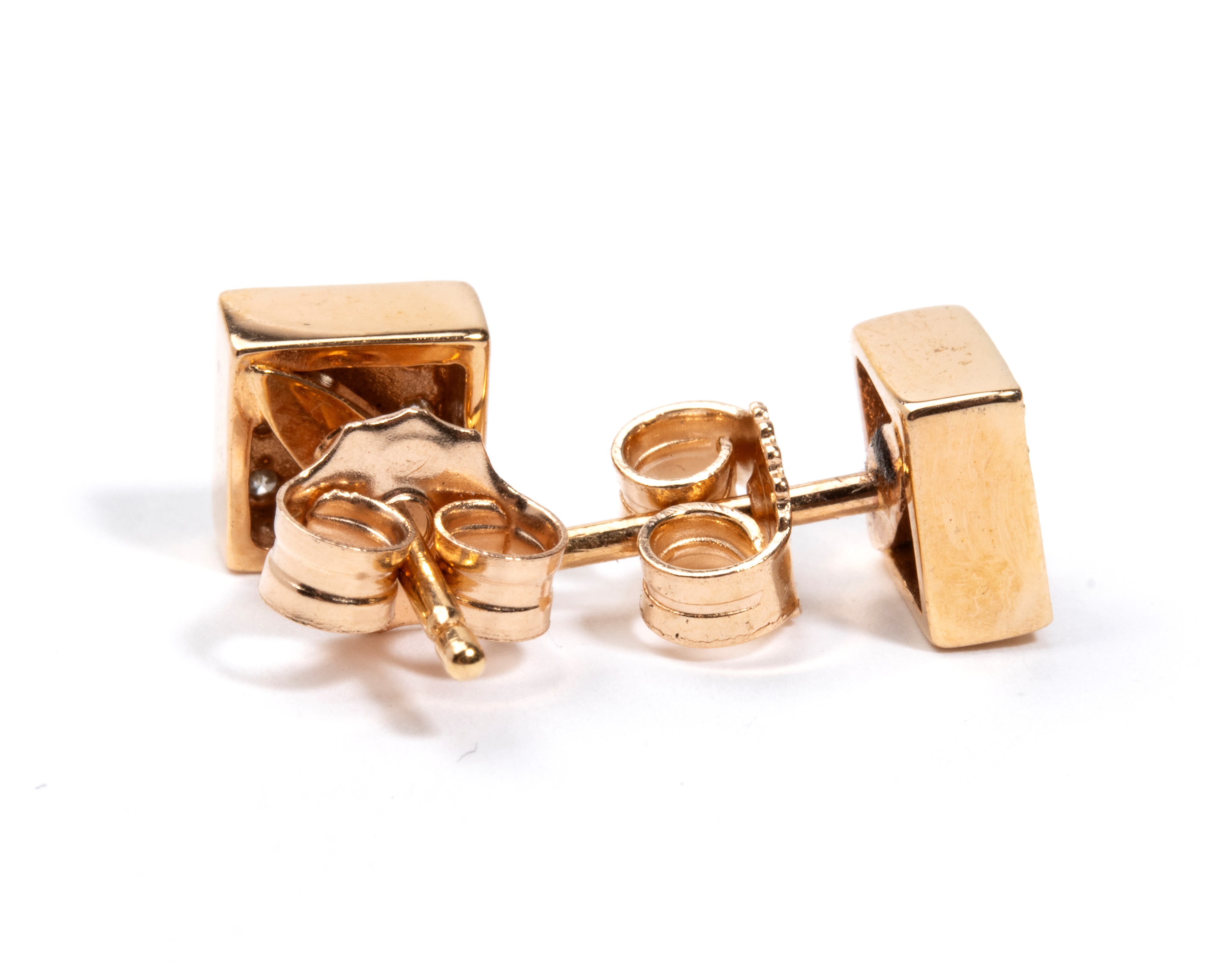 Oreficeria in oro rosa 18k, Paio di orecchini geometrici in pavé di diamanti