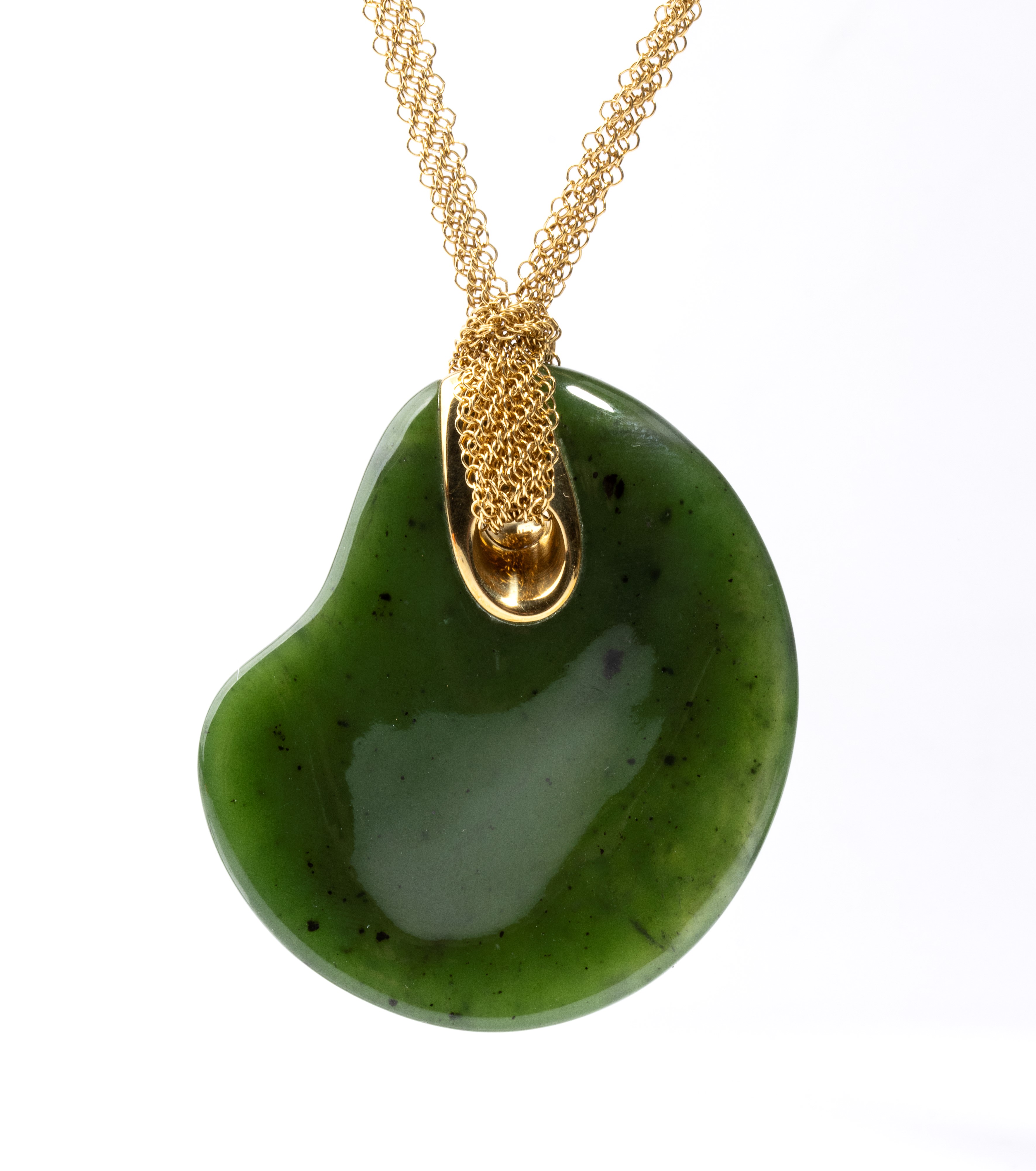 Collezione Elsa Peretti: collana a maglia e ciondolo in giada nefrite