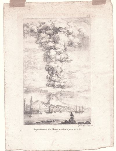 Eruzione di cenere del Vesuvio accaduta il giorno 22.8bre 1822, Litografia