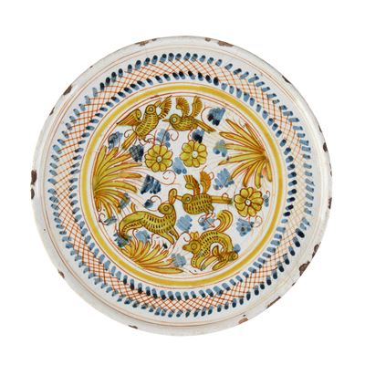 Manifattura di Deruta, Alzatina decorata in maiolica rinascimentale (XVI secolo)