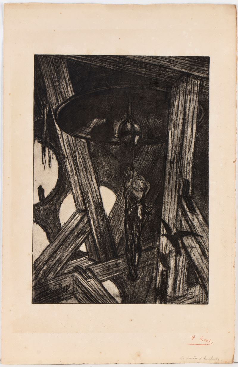 Félicien Rops - Le Pendu à la cloche, acquaforte