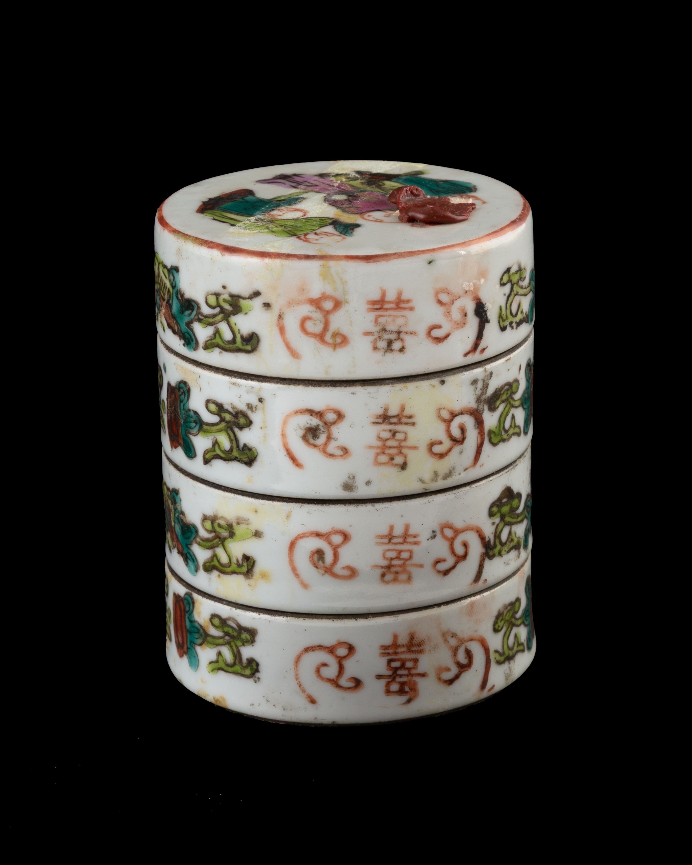 Scatola in porcellana a scomparti per alimenti. Cina, dinastia Qing (1644-1912), XIX secolo