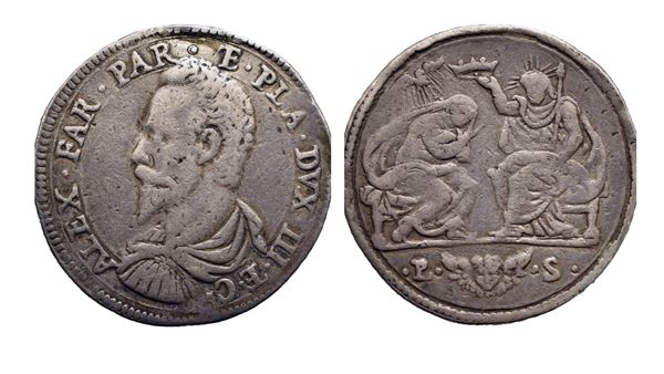 PARMA. Ducato di Parma e Piacenza. Alessandro Farnese (1586-1591). Quarto di ducatone; Ag 