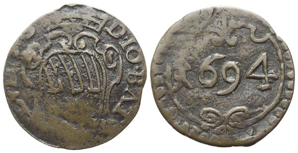 PIOMBINO. Giovanni Battista Ludovisi (Principe, 1665-1699). Duetto, 1694; Cu (1,50 g; 19 mm)