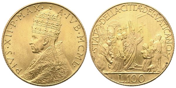 VATICANO. Pio XII (1939-1958), 100 Lire 1950 – Anno Santo; Au (5,19 g; 20,5 mm)